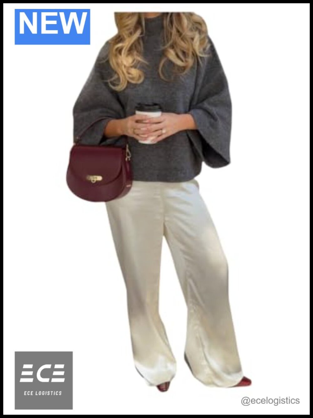 Mock Neck Bell Sleeve Oversized Pullover Sweater